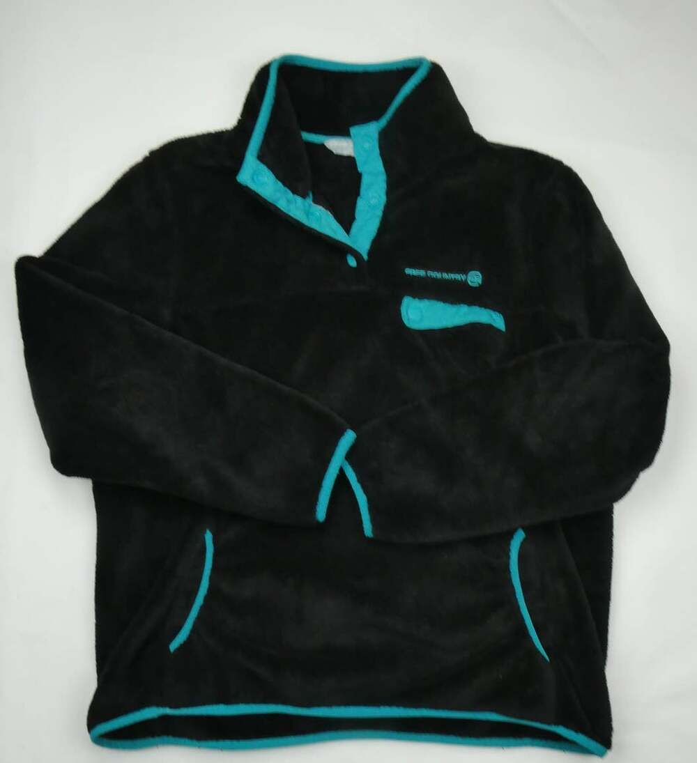 Free Country girl's XXL, women's medium fleece 1/4 button outerwear top, black